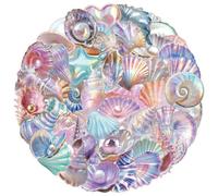 50 PCS Shell Stickers,Shell Transparent PET Sticker Pack Vinyl Skateboard Guitar Door Laptop Luggage Car Bike Water Bottle Birthday Party Supplies Teens Boys and Girls Decals
