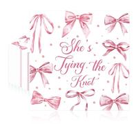 50 Pcs Shes Tying the Knot Bridal Shower Napkins, Pink Bow Wedding Engagement Party Napkins, Cute Bachelorette Party Supplies for Bride to Be