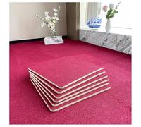 50 Pcs Short Plush Foam Interlocking Floor Mat Climbing Area Rugs Square Soft Fluffy Tiles With Border Mat Flooring Tiles For Home Decoration(Burgundy,10 pcs)
