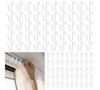 50 Pcs Shower Curtain Hooks and 50 Pcs Hanging Rail Glider Rollers,Curtain Glider Hooks Set Flexible Track Accessories for Ceiling & Bathroom Window Door Curtains
