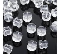 50 Pcs Silicone Earring Backs, Soft Secure Earring Backs, Clear Rubber Safety Backs for Studs, Hoops & Earrings, Comfortable & Non-Allergenic (6.7mm) Rubber Earrings Back Clear Soft Silicone