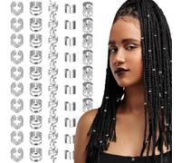 50 PCS Silver Dreadlock Beads Locs Accessories, Jewelry for Braids, Hair Dreadlock Accessory Braid, Adjustable Cuffs Braiding Hair Rings for Dreadlock Accessory Jewelry Decorations
