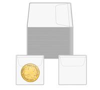 50 Pcs Single Pocket Coin Envelopes, 2.1 x 2.1 Inches Small Coin Holder Plastic Coins Collection Supplies Individual Coins Protector for Currency Bills Collectors Ring Earring Pendant Gemstone
