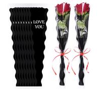 50 Pcs Single Rose Sleeve Bouquet Bags, Single Flower Sleeves for Bouquets, Single Flower Wrapping Bags Packaging Bags for Mother's Day Graduation Wedding Birthday Valentine's Day Party (Black)