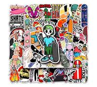 50 pcs Skate Graffiti Stickers Cool Random Stickers Vinyl Skateboard Stickers, Variety Pack for Laptop Guitar Travel Case Water Bottle Car Luggage Bike Sticker Waterproof Decals,Gift for Teens Adult