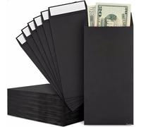 50 Pcs Small Envelopes, Self Adhesive Seed Envelopes, Kraft Paper Coin Envelopes, Money Envelopes for Payroll, Bead Envelopes or Stamp Envelopes (8.1 x 16.5 cm) (Black)