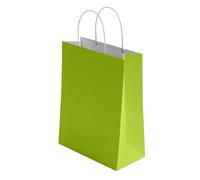 50 Pcs Small Green Paper Party Bags with Handles Colourful Paper Gift Bags for Kids Parties Weddings Birthdays Baby Showers Xmas and Sweets 18x22x8cm Kraft Bags