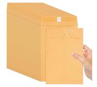 50 Pcs Small Manila Envelopes 12.7x19cm, Brown Kraft Paper Envelopes with Metal Clasp and Gummed Seal for Mailing, Office, School, and Home Use, 28 lb Manila Envelope for Documents and Letters