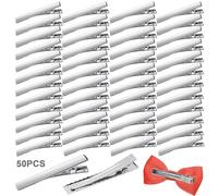 50 PCS Small Silver Duckbill Alligator Clips, Metal Hair Clips Curl Section Crocodile Barrettes, Crocodile Clips Hair Pins Duckbill Hairclips, Sectioning Curl Clips for Women Girl (40mm)