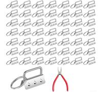 50 PCS Snap Fastener Keychain DIY Craft Kit with Pliers for Creating For Lanyards and Bracelets, Crafted from Iron for Reliable Performance