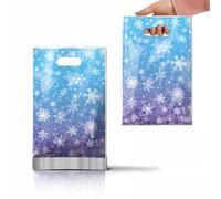 50 Pcs Snowflake Loot Bags 6.5 x 9.84 Inch Plastic with Handle Blue Purple Snowflakes Party Favor Bags Reusable Treat Bags for Halloween Christmas Wonderland Birthday Wedding Favors Graduation