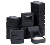50 Pcs Soap Packaging Boxes, Kraft Paper Rectangle Boxes with Clear Window for Homemade Soaps, Party Bakery Treats, Small Gifts, 3.34 x 2.36 x 1.18 in