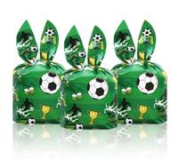 50 Pcs Soccer Goodie Gift Bags Cute Rabbit Ear Soccer Small Plastic Treat Candy Bags Football Sport Themed Party Favor Bag for Sport Teams Events Birthday Party Decorations Supplies