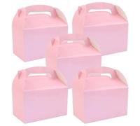50 Pcs Solid Pink Party Boxes with Handles 15x9x9 cm Gift Packaging Boxes