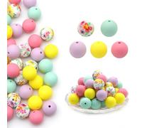 50 PCS Spacer Beads Colorful Bracelets Silicone Jewelry Making Supplies for Necklace Silicone