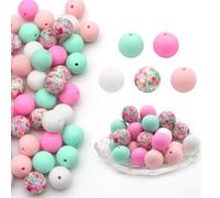 50 PCS Spacer Beads Colorful Bracelets Silicone Jewelry Making Supplies for Necklace Soft Loose