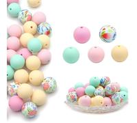 50 PCS Spacer Beads Colorful Bracelets Silicone Jewelry Making Supplies for Necklace Soft Loose