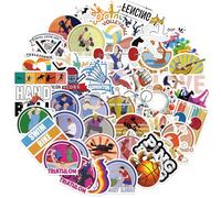 50 Pcs Sports Stickers Pack, Waterproof Vinyl Decals Featuring Various Athletic Themes Like Basketball, Tennis, Swimming, Cycling, for Laptop, Water Bottle, Skateboard, Notebook, Luggage, Phone Case