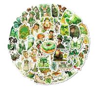 50 Pcs St. Patrick's Day Vinyl Stickers Pack - Cute Green Stickers for Laptop, Journal, Water Bottle, Teens & Festival Fans