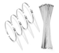 50 Pcs Stainless Steel Cable Ties Metal Cable Ties 300mm x 4.6mm Heavy Duty Cable Ties Rustproof 304 Stainless Steel - 0.25mm Thick Strong Self Locking Ball Lock Smooth Edges Safe