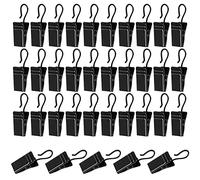 50 Pcs Stainless Steel Curtain Clips with Hooks, Metal Curtain Hanging Hooks, Small Shower Curtain Hooks Hanger for Curtain Photos Home Decoration Party Wire Holder Art Craft Display (Black)