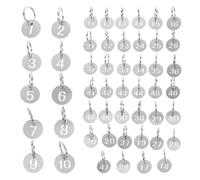 50 Pcs Stainless Steel Round Number Tags 1-50 with Rings Keychain Labels for Office Hotel Key Management System for Office Classroom