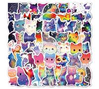 50 Pcs Starry Sky Cat Stickers - Cute Vinyl Stickers for Water Bottle, Laptop, Scrapbook, Journaling