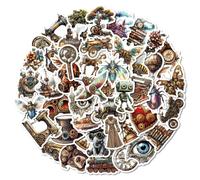 50 Pcs Steampunk Stickers Pack for Adults and Teens, Vintage Mechanical Vinyl Decals Featuring Gears, Robots, Typewriters, Airships, Clocks, and Insects, Waterproof Scrapbook Laptop Phone Décor