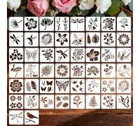 50 Pcs Stencils for Painting,Stencils for Crafts Reusable | Animals, Plants & Tree Designs for Furniture, Fabric, Wood and Canvas | DIY Art Templates for Home Decor