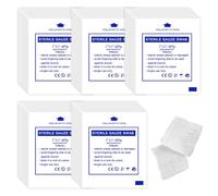 50 Pcs Sterile Gauze Pads, 5x5cm Highly Absorbent Cotton Wound Dressings & Swabs, Soft Non-Woven Compressed Fabric to Clean and Cover Injuries, Multi-Purpose Versatile for Home Outdoor First Aid Kits