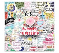 50 PCS Stickers for Inspirational Spain,Spanish Motivational Sticker Pack Vinyl Skateboard Guitar Door Laptop Luggage Car Bike Water Bottle Birthday Party Supplies Teens Boys and Girls Decals