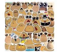 50 PCS Stickers for My Pet Alien Pou,Alien Sticker Pack Vinyl Skateboard Guitar Door Laptop Luggage Car Bike Water Bottle Birthday Party Supplies Teens Boys and Girls Decals