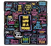 50 PCS Stickers for Neon Inspirational,Motivational Inspirational Sticker Pack Vinyl Skateboard Guitar Door Laptop Luggage Car Bike Water Bottle Birthday Party Supplies Teens Boys and Girls Decals