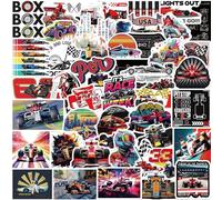50 PCS Stickers, Racing Theme Paper Material Sticker Pack, Racing Sticker Packs with Multiple Patterns for Children, Brothers, Friends, Racing Enthusiasts.
