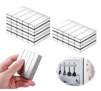 50 Pcs Strong Neodymium Bar Magnets, 10 x 5 x 2 mm Flat Rare Earth Magnet Adhesive Magnet Strips for Fridge Small Strong Magnets for Crafts Kitchen DIY Tool Office Locker Iron Shelf and Whiteboard