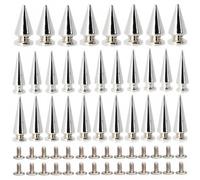 50 PCS Studs for Clothing, Punk Spikes Studs Metal Bullet Rivet Cone Spikes for DIY Bags Clothing Leather Craft Necklace Jackets (Silver, 3 Size)