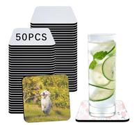 50 PCS Sublimation Coasters Blanks Bulk, 4x4 Inch Square Blank Cup Mat Rubber for Sublimation Transfer Heat Press Printing DIY Crafts