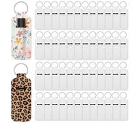 50 Pcs Sublimation Lipstick Holder Blanks Bulk Blank Neoprene Lipstick Holder Keychain Travel For Women DIY Key Ring