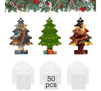 50 pcs Sublimation Ornament Blanks，Christmas Ornaments Sublimation Christmas Ornament Blanks for Christmas Tree Decor Blank Ornaments，DIY Handmade Crafts Sublimation Ornaments (Trees)