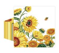 50 Pcs Sunflower Paper Napkins 6.5 x 6.5 Inches, Sunflower Theme Disposable Luncheon Dinner Party Napkins Cocktail Napkin for Summer Fall Baby Shower Bridal Shower Wedding Birthday Party Decorations