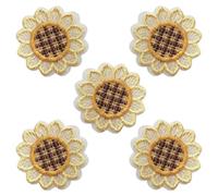 50 Pcs Sunflower Sew On Patches Embroidered Fabric Appliques Stickers Decorative Accessories for Clothing Backpack Phone Case Yellow