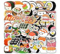 50 Pcs Sushi Roll Rice Stickers Laptop Car Scrapbook Phone Skateboard Bike Travel Case Japanese Food Stickers Vinyl Waterproof Aesthetic Personalised Stickers for Teens Boys Girls Adults