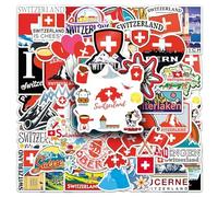 50 PCS Switzerland Stickers,Swiss Flag Sticker Pack Vinyl for Skateboard Guitar Door Laptop Luggage Car Bike Water Bottle Birthday Party Supplies Teens Boys and Girls Decals