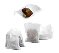 50 Pcs Tea Bags Empty, Disposable Tea Filter Bags, Empty Bag for Loose (White, 7 * 9CM)
