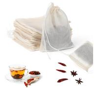 50 PCS Tea Bags Reusable Muslin Spice Bags for Cooking Cotton Muslin Bag Drawstring Packing Sachet Cheesecloth Cold Brew Coffee Bag 4x3inch for Spice Tea Filter Cooking Soup