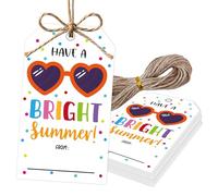 50 Pcs Teacher Appreciation Tags, Summer Gift Tags with String, End of School Year Gifts for Teacher, 2 x 3 Inches Colorful Hanging Label for Birthday Teacher Appreciation Party Decor-A10