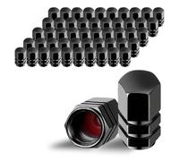 50 Pcs Tire Valve Caps, Aluminum Valve Stem Caps, Hexagon Tire Cap with O Rubber Seal, Universal Tire Valve Stem Caps for Cars, Truck, SUV, Motorcycle, Bicycle Accessories (Red Inner Circle)