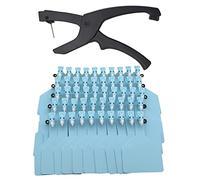 50 pcs TPU Blank Z Tags One-Piece Cattle Ear Tags Plastic Animal Identification Tag with Professional Animal Ear tag applicator for Cattle,Sheep Goat, Pig, Large Size, (Blue)