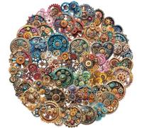 50 Pcs Transparent Gear Stickers, Waterproof Vinyl Steampunk Clockwork Decals for Laptop, Phone Case, Guitar, Scrapbook | Creative Gear Design Stickers for DIY Projects, Journal, and More