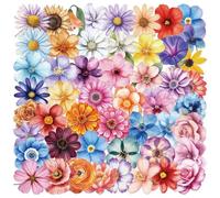 50 Pcs Transparent Stickers Waterprof pet Sticker Pack for Kindle Laptop Water Bottle Guitar Girls Scrapbooking Cute Scrapbook Preppy Journal Suitcase Flower